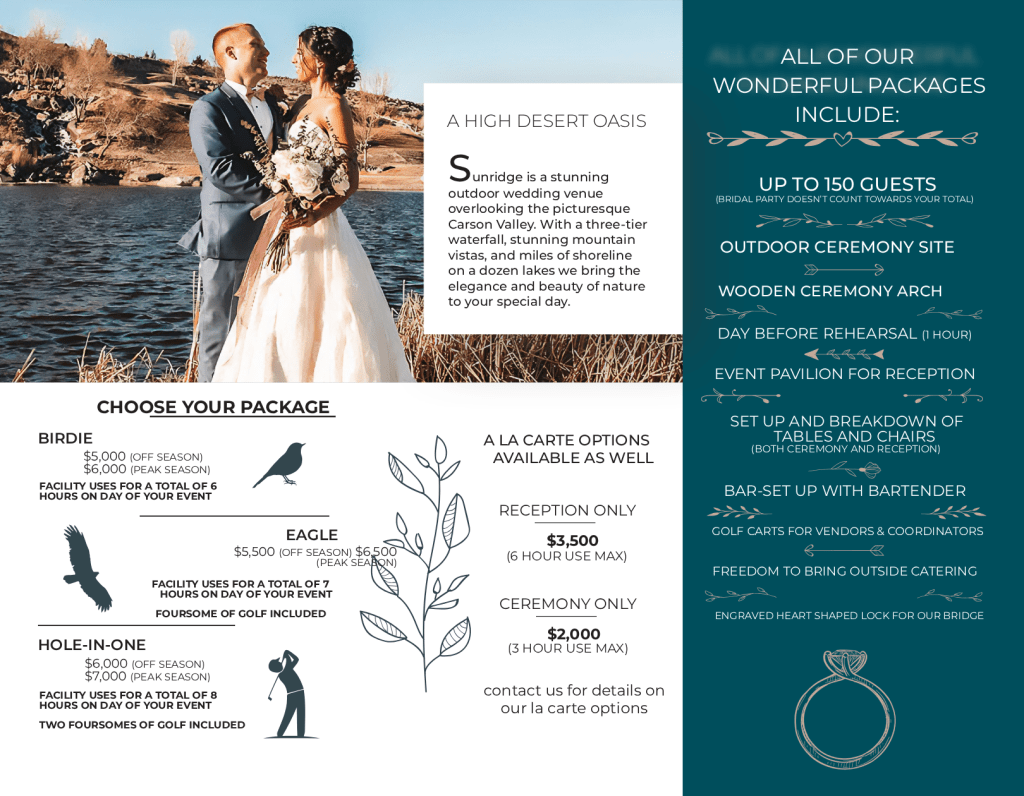 Sunridge Wedding Brochure
